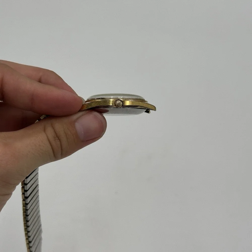 VTG 60s Helbros Self Winding Mechanical Watch DateJust For Parts Broken Gold Ton